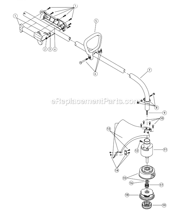 Boom And D-Handle Diagram and Parts List for Y28 41ADY28G000 Yard Machines Trimmer